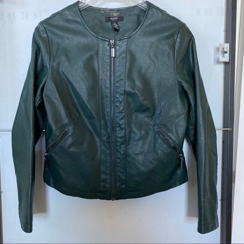 Teal tailored leather jacket